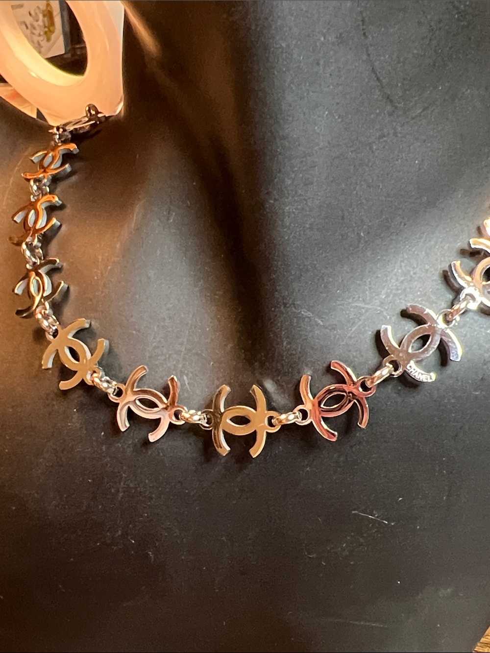 Silver-Tone Interlocking Logo Link Necklace